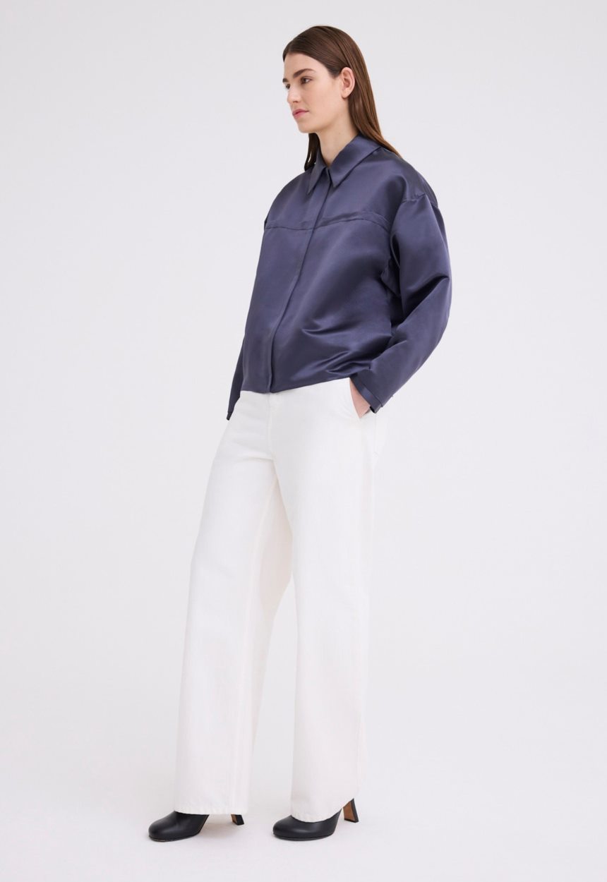 Jac + Jack Poulson Silk Bomber Jacket - Sly Blue